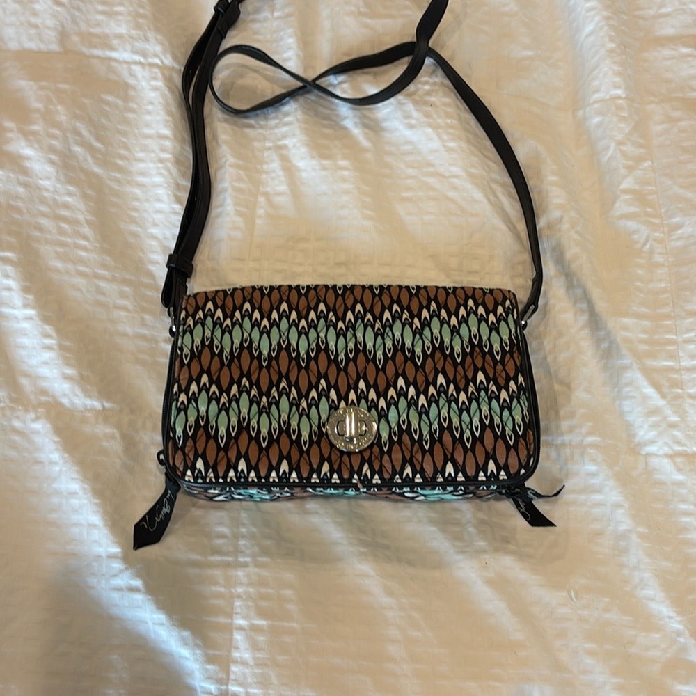 Vera Bradley Crossbody Sierra Stream Retired Aqua/Brown Pattern